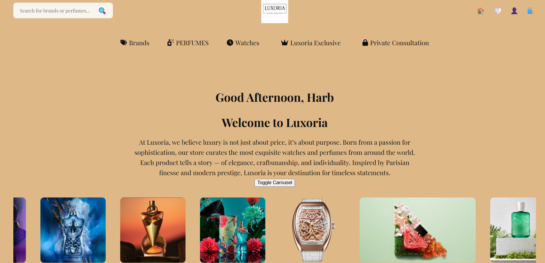Luxoria website screenshot